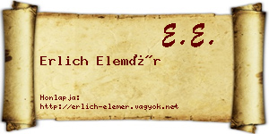 Erlich Elemér névjegykártya